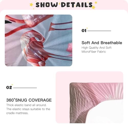 Qilmy Flamingo Crib Sheet Soft Breathable for Baby