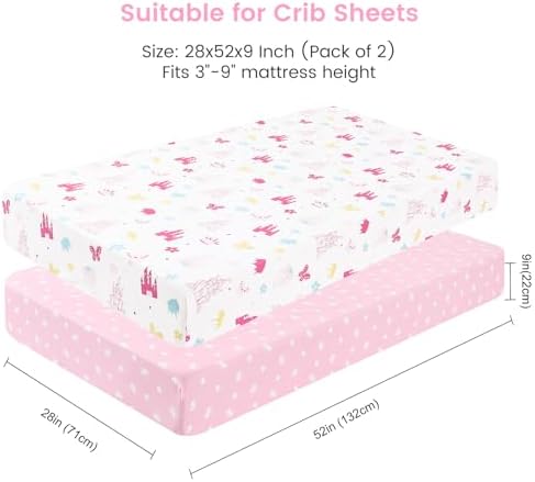PHF 2 Pack Crib Sheets with 9in Deep Pocket