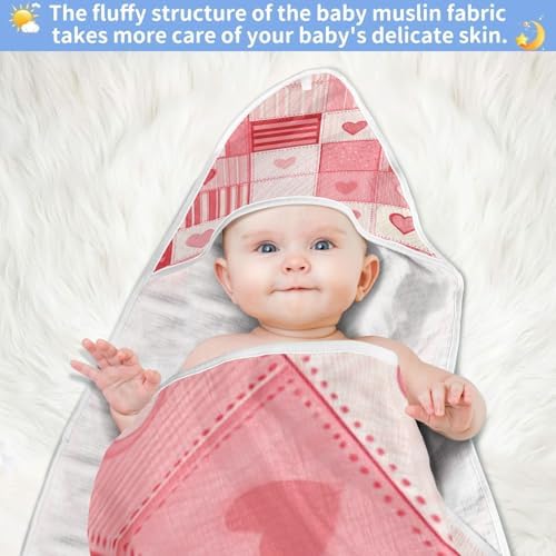 BOESI Doodle Squares Hearts Baby Bath Towel 35x35in