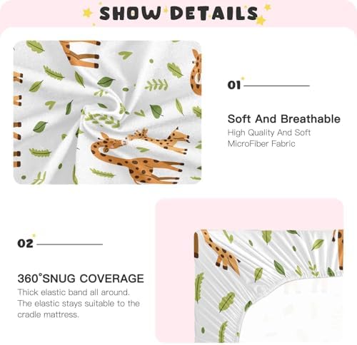 Cute Giraffes Leaves Fitted Crib Sheets for Baby Toddler