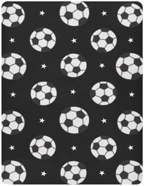 KICPOAY Soccer Balls Black Crib Sheets Stretchy Playard Sheets for Baby Toddler