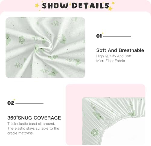 Boho Green Flowers Butterflies Crib Sheet Set