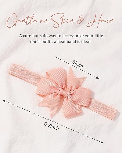 Jollybows 40pcs Baby Girls Grosgrain Ribbon Hair Bows Headbands 12pcs Nylon Elastic Headbands