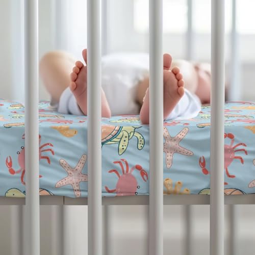 Cute Ocean Animals Crib Sheets for Boys Girls