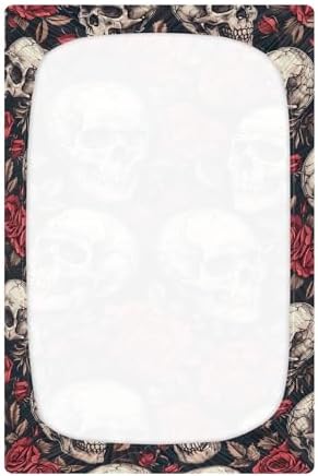 Qilmy Skulls and Roses Fitted Crib Sheet Soft Breathable