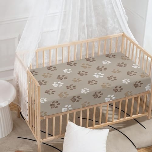 Streeyiu Brown Dog Paws Crib Sheet for Boys Girls
