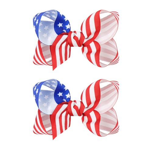 4th of July Hair Clip with American Flag Bow for Baby Toddler