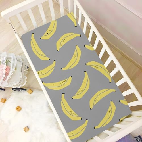Tropical Banana Doodle Grey Crib Sheets for Baby Toddler