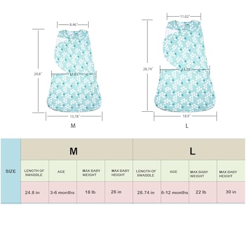 AugTwig 3-Way Adjustable Sleep Sack Swaddle 3-6 Months