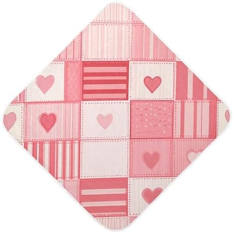 BOESI Doodle Squares Hearts Baby Bath Towel 35x35in