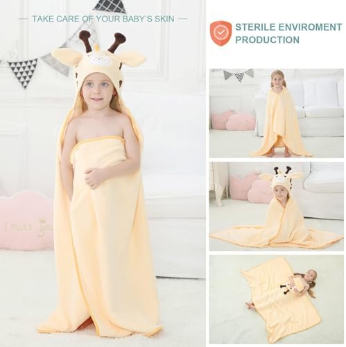 MICHLEY Giraffe Hooded Baby Towel for 0-9T