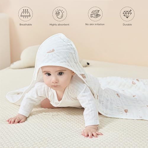 JELLYMONI Muslin Baby Hooded Towel 2 Pack