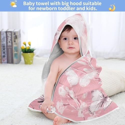 PaChyLuu Butterfly Baby Hooded Towel Soft Cotton 30x30 Inch