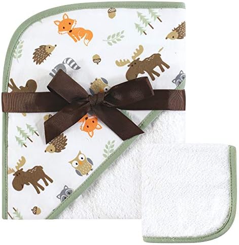 Hudson Baby Unisex Hooded Towel and Washcloth Set