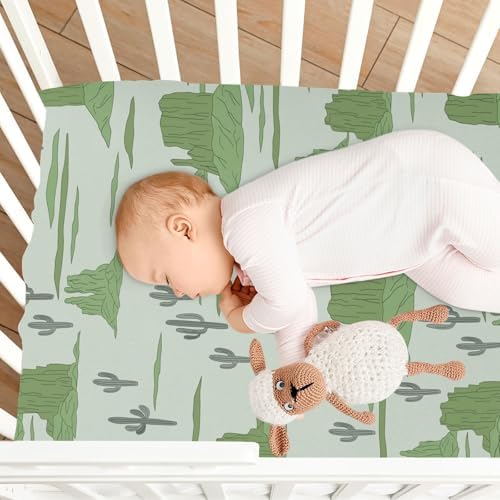 Western Desert Cactus Green Crib Sheets for Baby Toddler