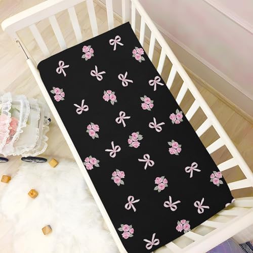 KICPOAY Pink Rose Playard Crib Sheets 52x28in