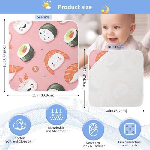 PaChyLuu Sushi Pattern Green Baby Hooded Towel 30x30 Inch