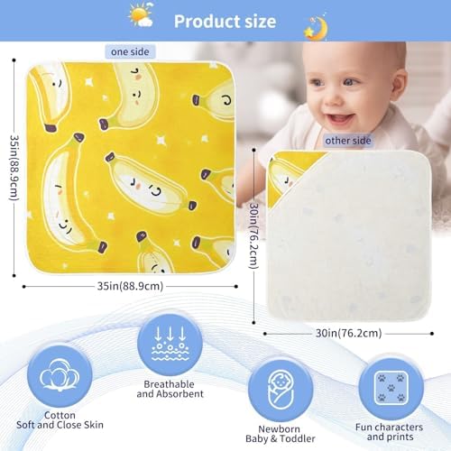 PaChyLuu Cute Bananas Baby Hooded Towel 35x35 Inch