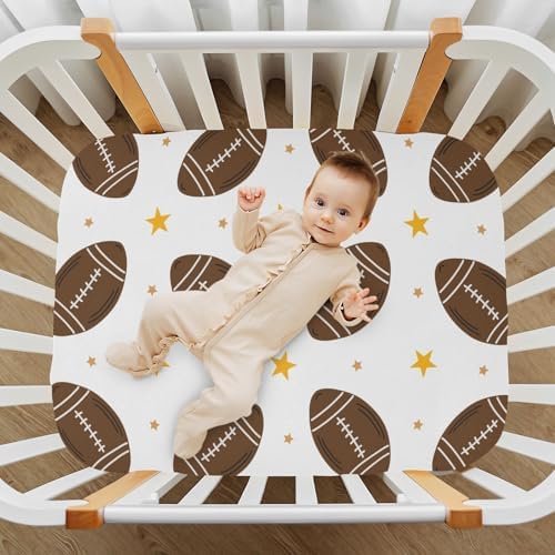 KICPOAY Stylized Footballs Crib Sheets Stretchy Portable Playard Sheets for Baby