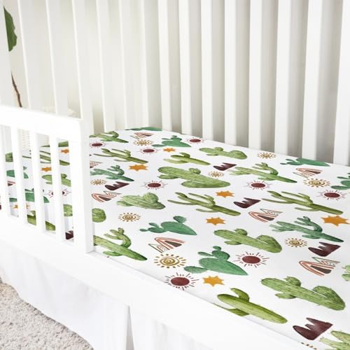 Watercolor Cactus Tribal Crib Fitted Sheet 52x28