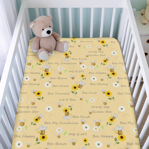Sweet Bees Honey Sunflowers Daisy Fitted Crib Sheet 52x28