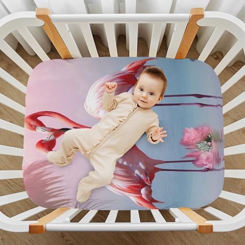 Qilmy Flamingo Crib Sheet Soft Breathable for Baby