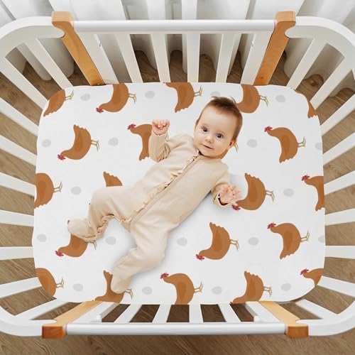 Brown Chicken Egg Fitted Crib Sheets for Baby Toddler Playard