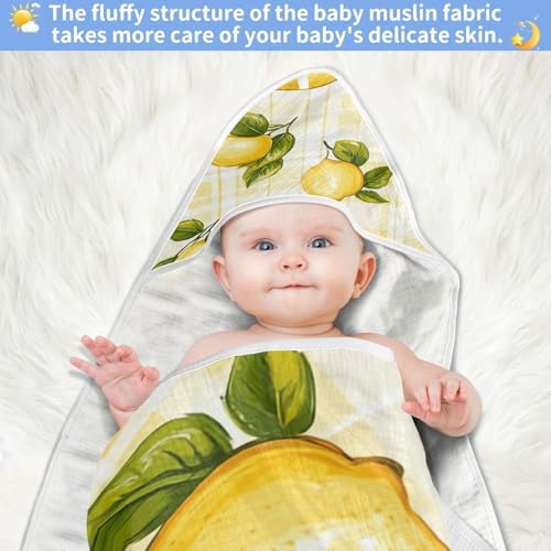 BOESI Graffiti Lemon Baby Bath Towel 35x35 Inches