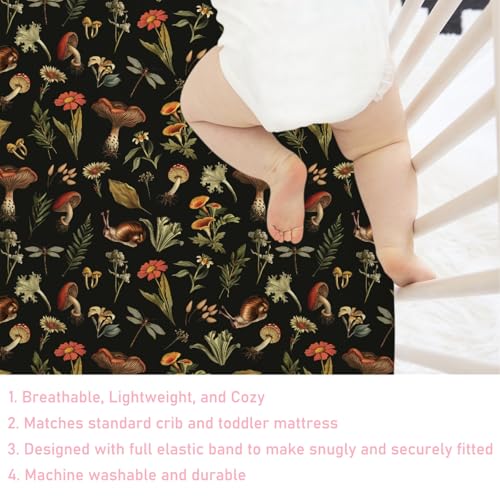 Vintage Mushroom Forest Crib Sheet 52x28