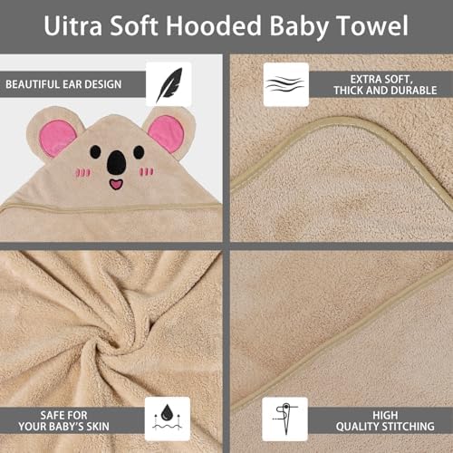 SEVDO 2Pcs Baby Hooded Towel Newborn Toddler Bath Towels