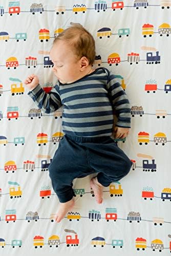 ADDISON BELLE 100 Cotton Trains Print Crib Sheet