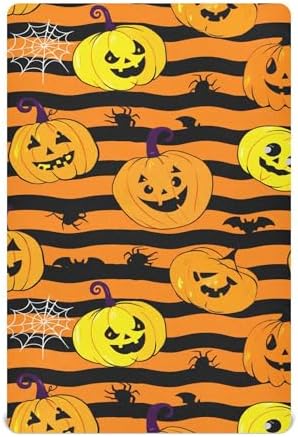 Qilmy Halloween Pumpkins Crib Sheet Soft Fitted