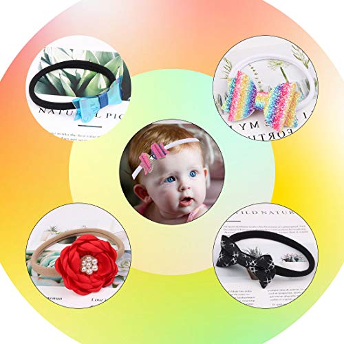 XIMA 40 Pack Black DIY Nylon Headbands for Baby Newborn