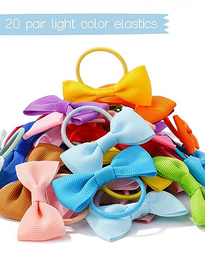 Jollybows 40pcs 4 Inches Baby Girls Headbands with 40pcs 2 Inches Hair Bows