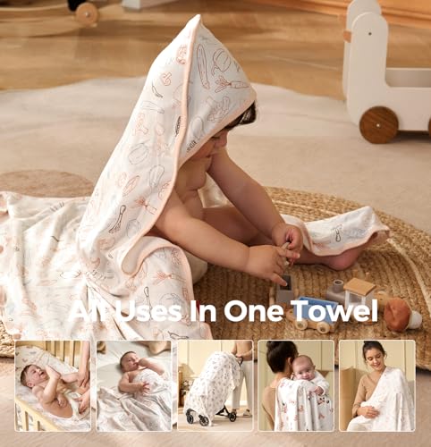 Momcozy Best Wishes Baby Towel Set with Hood - Soft Absorbent