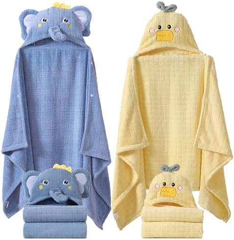 INSPEAUTY Toddler Hooded Bath Towels 2-Pack 55x275 Coral Fleece
