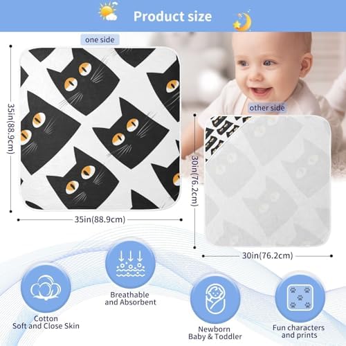 Doodle Cute Black Cat Baby Bath Towel 35x35 Inches