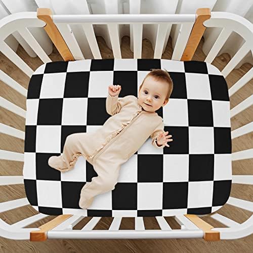 Emelivor 52x28IN Plaid Crib Sheets Set for Boys Girls
