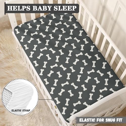 QINBEIDU Dog Bone Crib Sheet 28x52 Standard Size 1