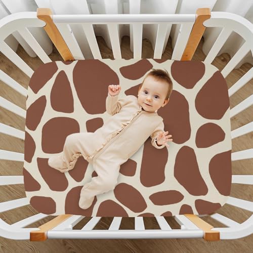 Brown Giraffe Skin Fitted Crib Sheets Stretchy Playard Sheets for Baby
