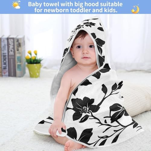 BOESI Graffiti Black Flower Baby Bath Towel 35x35in