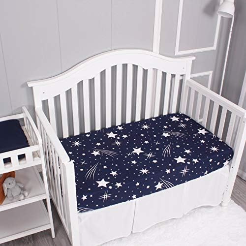 Belsden 3 Pack Crib Sheets Set White Star Navy Star