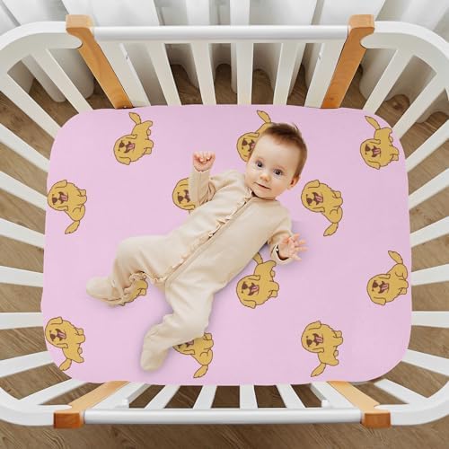 KICPOAY Fitted Crib Sheets with Cute Golden Retriever Pattern
