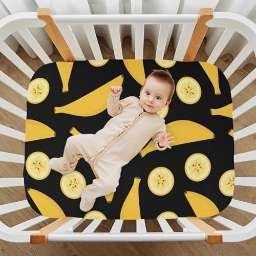KICPOAY Black Fitted Crib Sheets Stretchy Playard Sheets for Baby Toddler