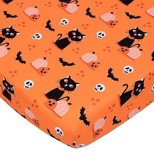 Cloele Halloween Pumpkin Crib Sheet - Orange Standard Crib and Toddler Mattress Sheet