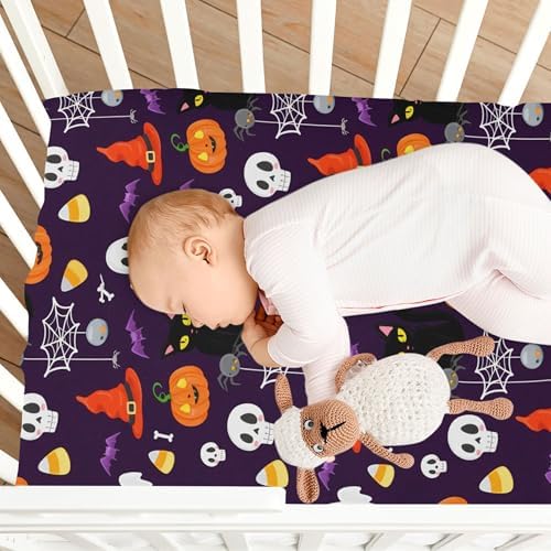 Qilmy Halloween Crib Sheet for Baby Playard and Toddler Bed
