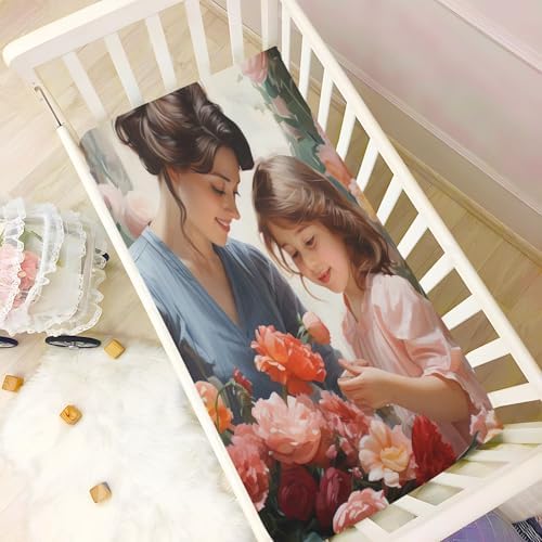 Wajiw Mothers Day Crib Sheets Soft Breathable Fitted 28x52In