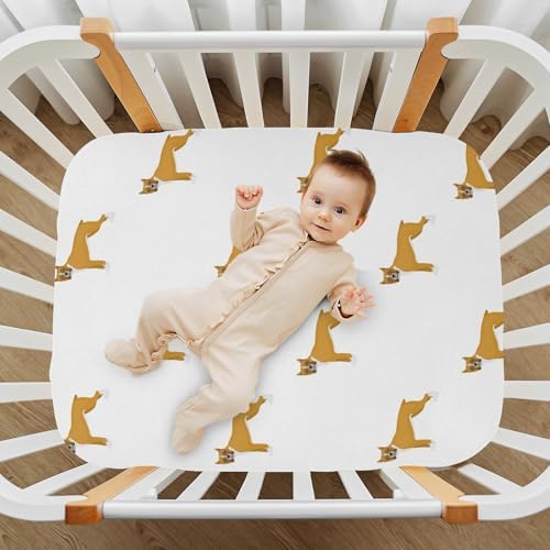 KICPOAY Boxer Dog Cartoon Crib Sheets