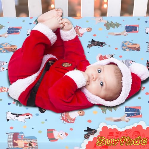 Soft Christmas Dogs Crib Sheet 52x28 Inches Microfiber