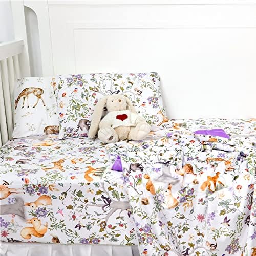 CARUILI Fitted Crib Sheets 2 Pack Woodland Animal Design